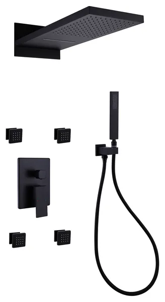 Luxury Pressure Balanced Waterfall Shower System with Hand Shower & Body Jets