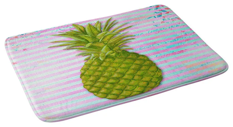 Madart Inc. Striped Pineapple Memory Foam Bath Mat