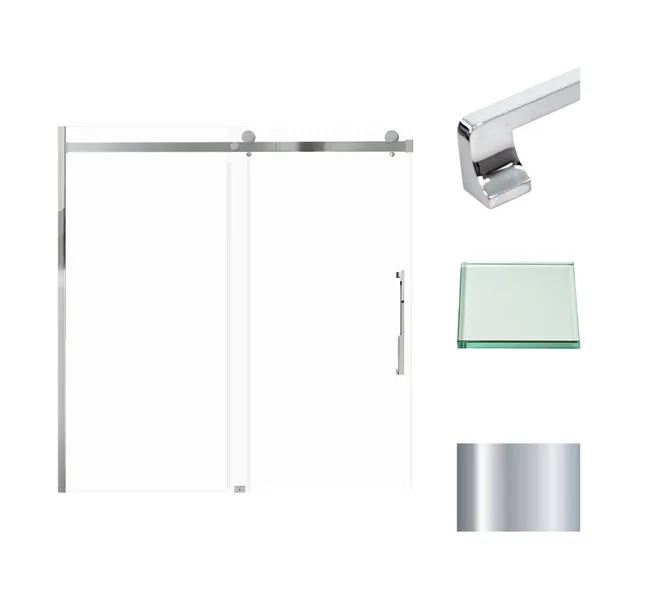 Madeline 60"x60" Frameless Shower Door With Fixed Panel, Polished Chrome