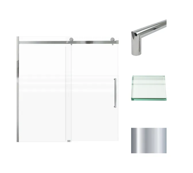 Madeline 60"x60" Frameless Shower Door With Fixed Panel, Polished Chrome