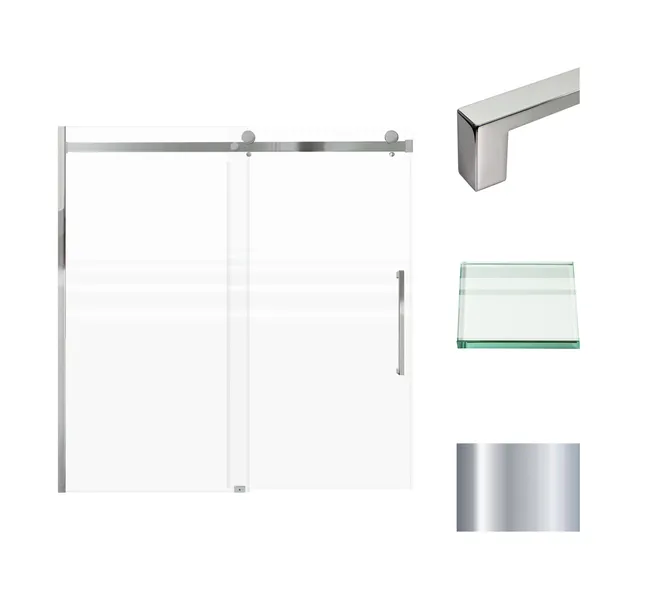 Madeline 60"x60" Frameless Shower Door With Fixed Panel, Polished Chrome