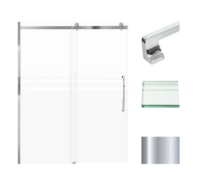 Madeline 60"x76" Frameless Shower Door With Fixed Panel, Polished Chrome