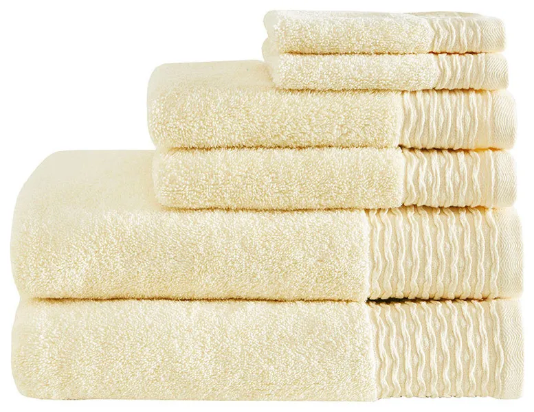 Madison Park Breeze Zero-Twist 6-Piece Quick Dry Bathroom Towel Set, Yellow