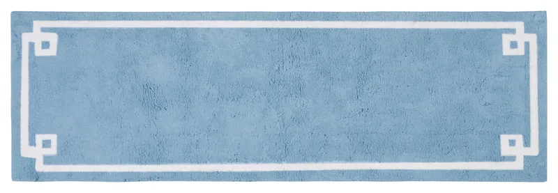 Madison Park Evan High Pile Bordered Bathroom Rug, Blue, Blue, Runner