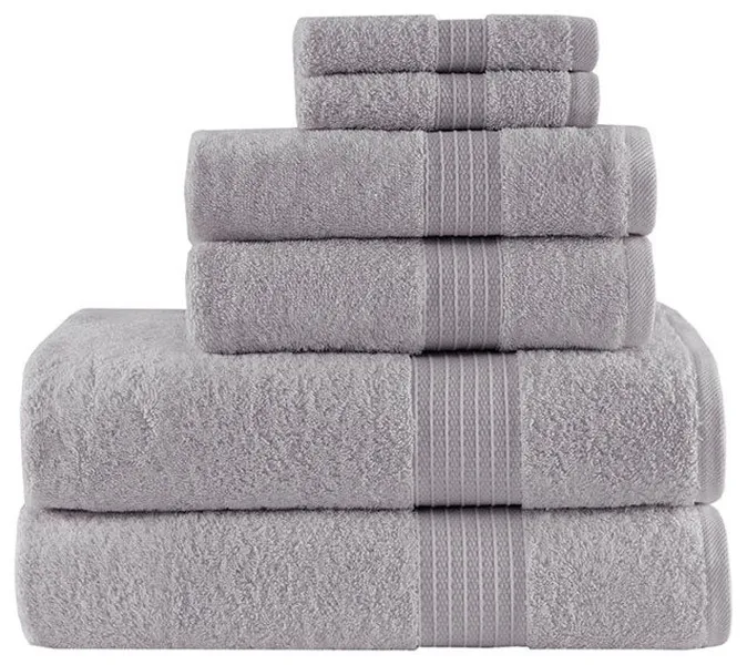 Madison Park Organic 6 Piece Organic Cotton Towel Set, Grey