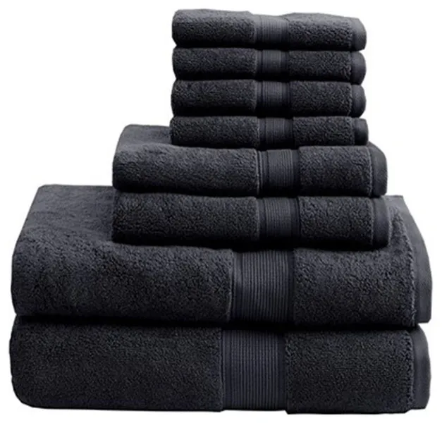 Madison Park Signature 800GSM Antibacterial 8-Piece Bathroom Towel Set, Black