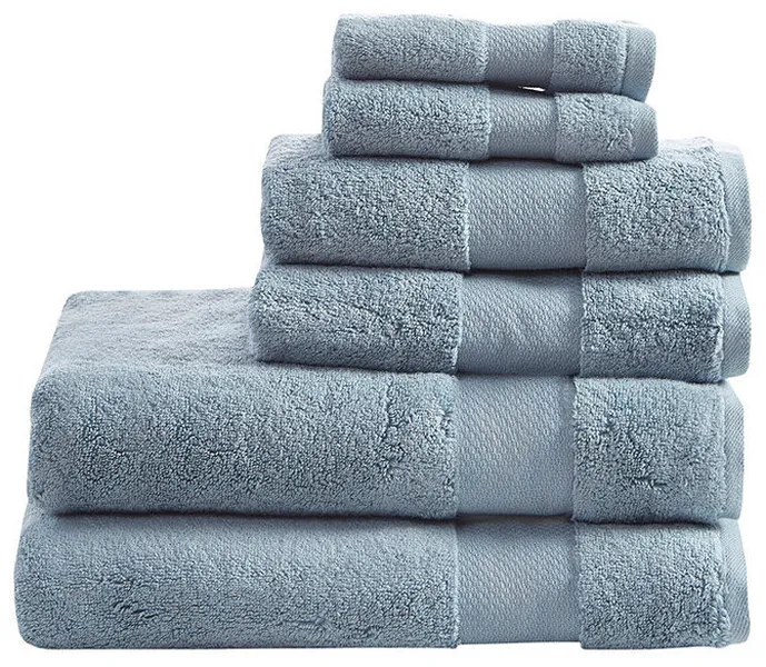 Madison Park Signature Turkish Cotton 6 Piece Bath Towel Set, Blue
