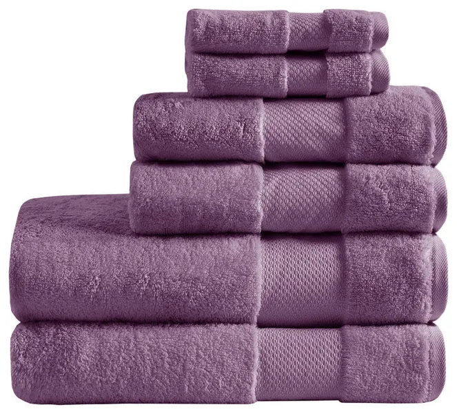 Madison Park Signature Turkish Cotton 6 Piece Bath Towel Set, Purple