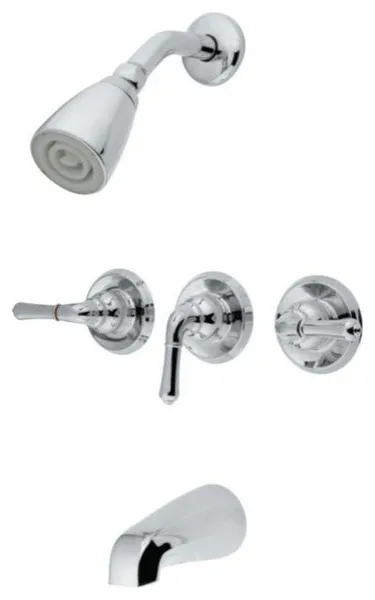 Magellan 3-Handle Tub, Shower Faucet, Water Savings Showerhead, Chrome