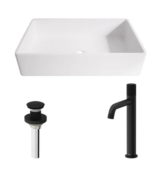 Magnolia 21"L x 14"W MatteStone Vessel Sink and Apollo 12"H Faucet Set