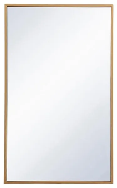 Maklaine Modern 17x28" Metal and MDF Mirror Medicine Cabinet in Brass