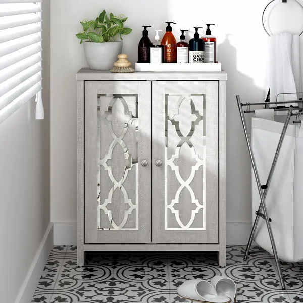 Malino Dusty Gray Oak 2 Door Freestanding Bathroom Linen Cabinet