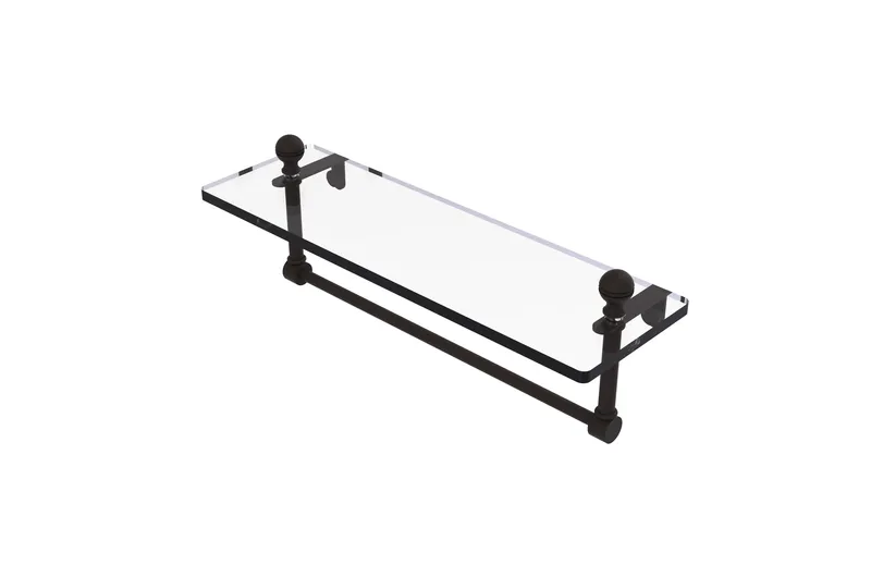 Mambo 16" Glass Vanity Shelf with Towel Bar, Oil Rubbed Bronze