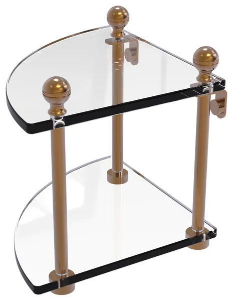 Mambo 2 Tier Corner Glass Shelf, Brushed Bronze
