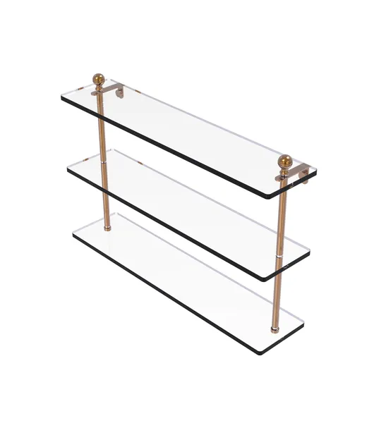 Mambo 22" Triple Tiered Glass Shelf, Brushed Bronze