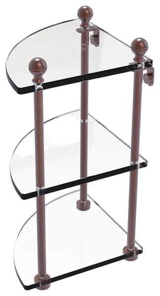 Mambo 3 Tier Corner Glass Shelf, Antique Copper