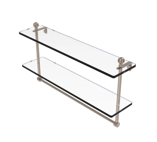 Mambo Collection 22"Two Tiered Glass Shelf With Integrated Towel Bar