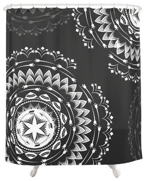 Mandala Boho Gray Shower Curtain