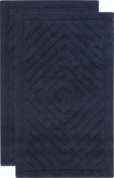 Marquis Diamond Bath Mat, Set of 2, Navy, 21" x 34"