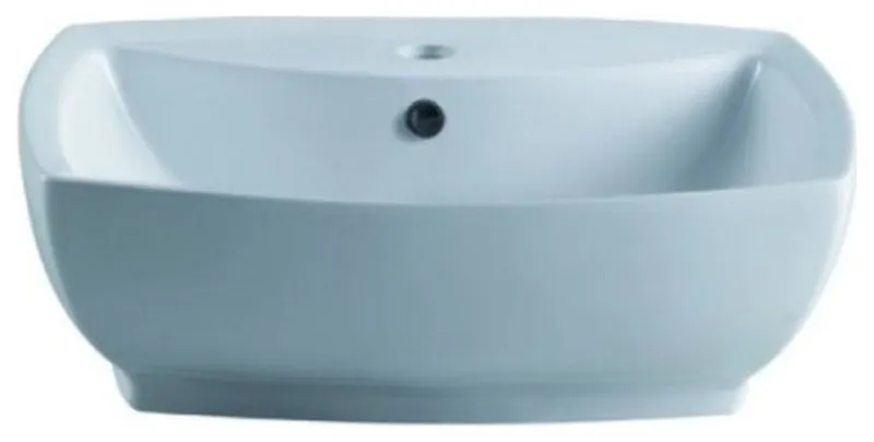 Marquis White China Vessel Bathroom Sink with Overflow Hole and Faucet Hole