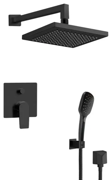Matte Black Shower System with 8" Rain Shower Head and Hand Shower