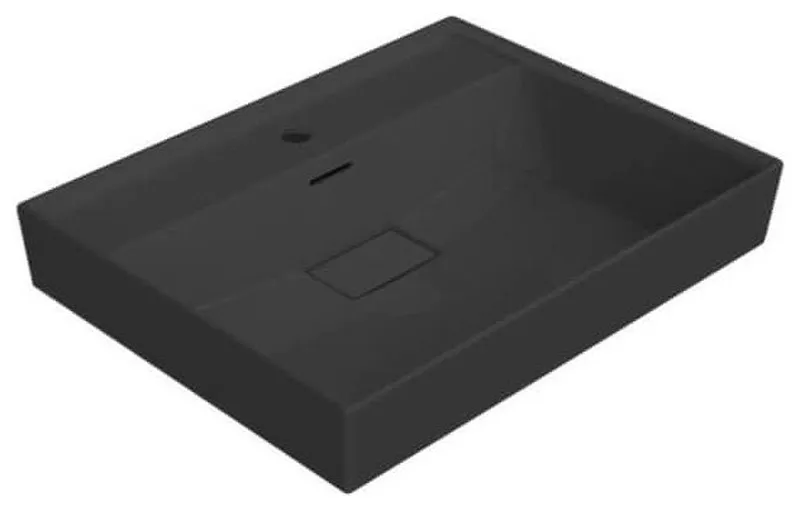 Matte Black Wall Mounted or Drop In Sink in Ceramic, One Hole
