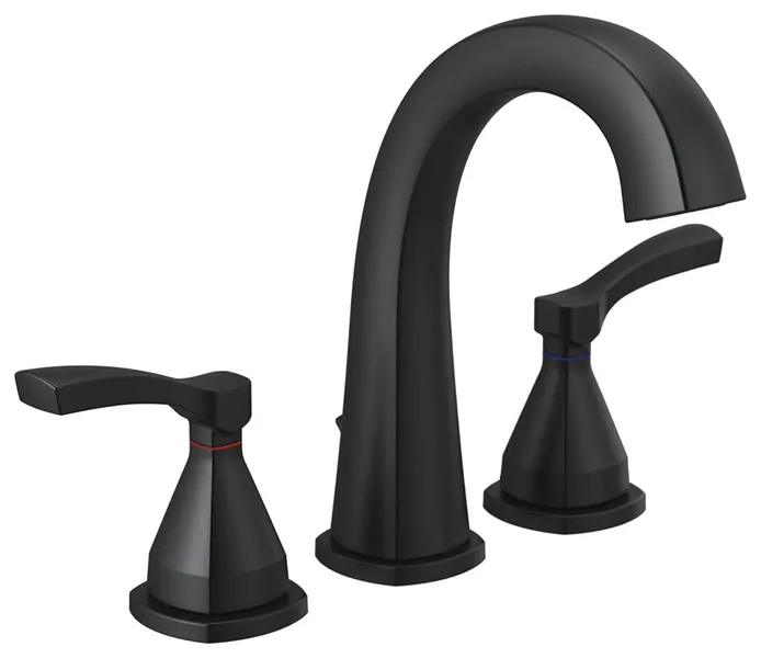 Matte Black Widespread Faucet with Dual Handles and Water-Saving Design