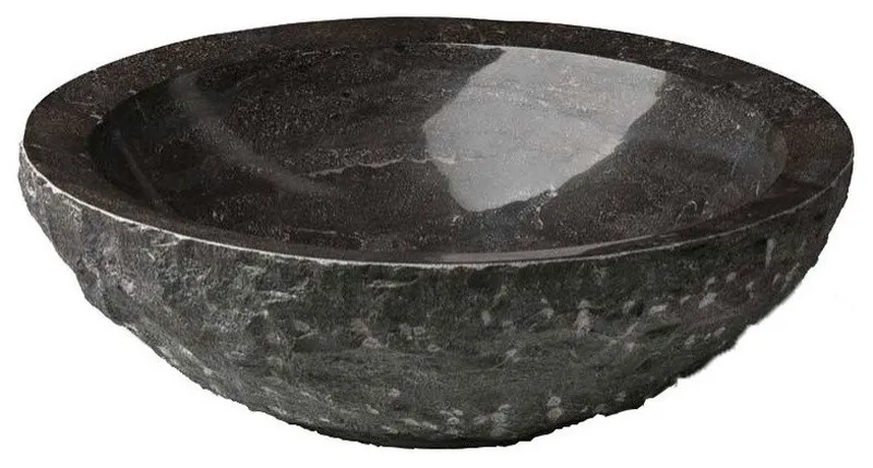 Maude Stone Round Vessel Sink With Rough Exterior