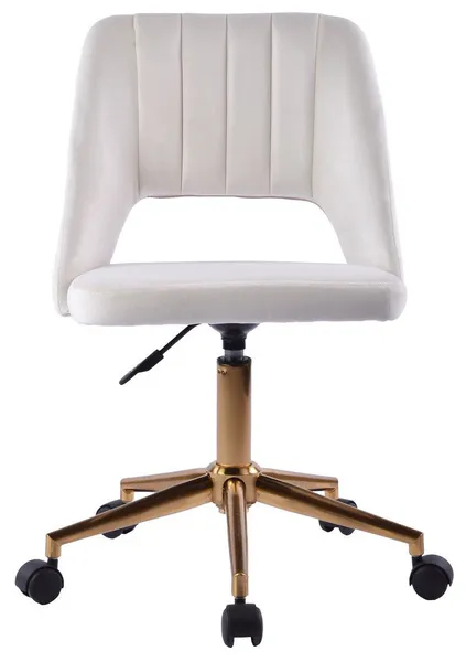 Maya Swivel Vanity Chair with 360 Degree Rotation, White Velvet