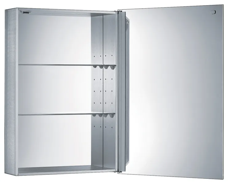 Medicinehaus Single Mirrored Door Anodized Aluminum Medicine Cabinet