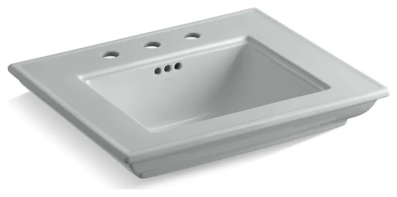 Memoirs Stately 24-1/2" Fireclay Pedestal Sink, 3 Holes at 8", Ice Grey