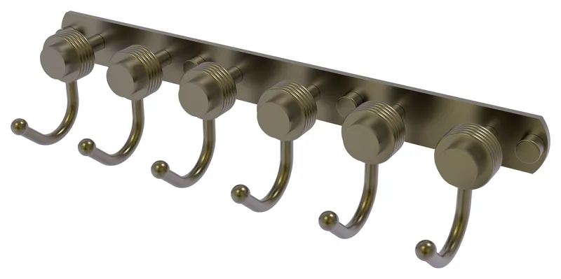 Mercury 6 Position Groovy Accent Tie and Belt Rack, Antique Brass