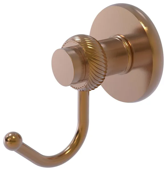 Mercury Robe Hook with Twisted Accents, Brushed Bronze