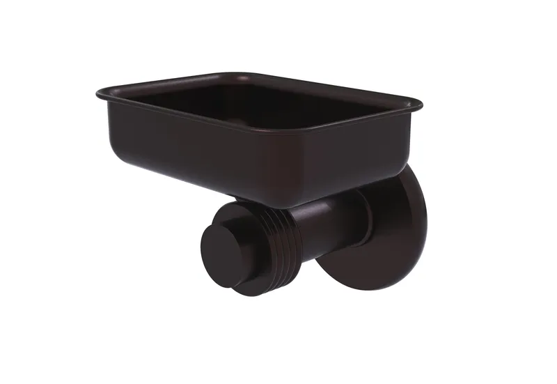 Mercury Wall Mounted Soap Dish with Groovy Accents, Antique Bronze