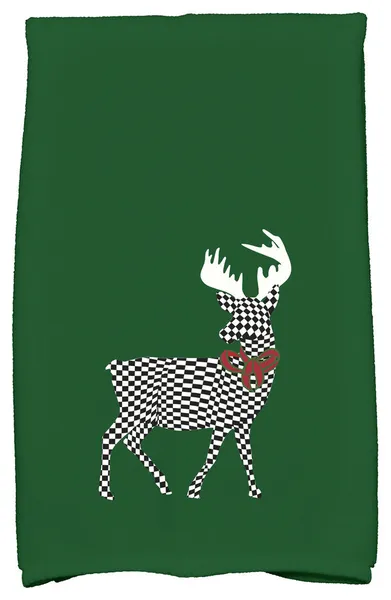 Merry Deer Decorative Holiday Animal Print Hand Towel, Green