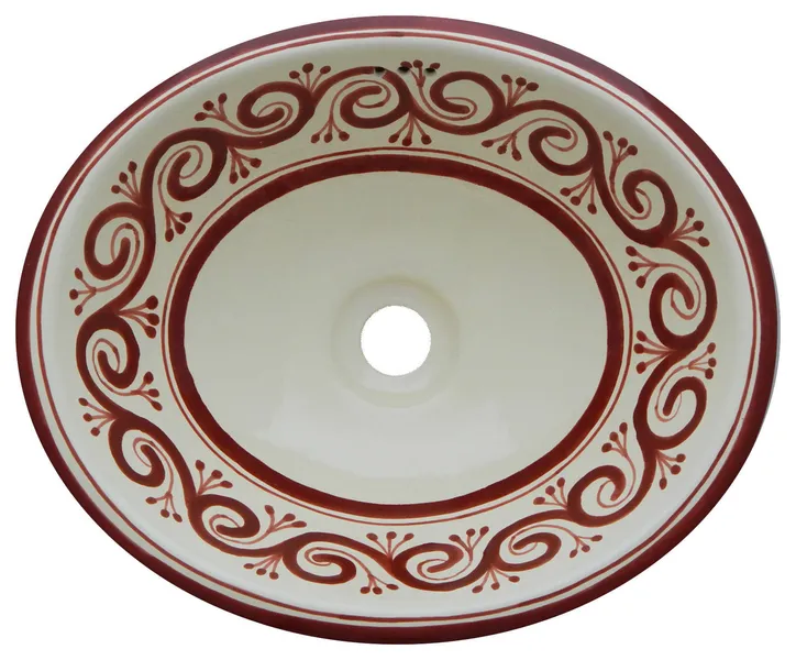 Mexican Talavera Ceramic Hand Painted Bathroom Oval Sink