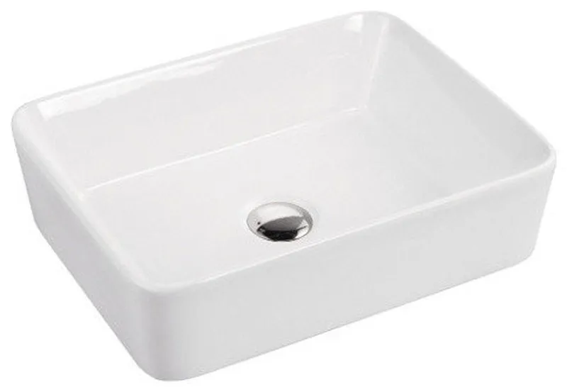 Mia Over the Counter Vessel Ceramic Basin Sink, Glossy White