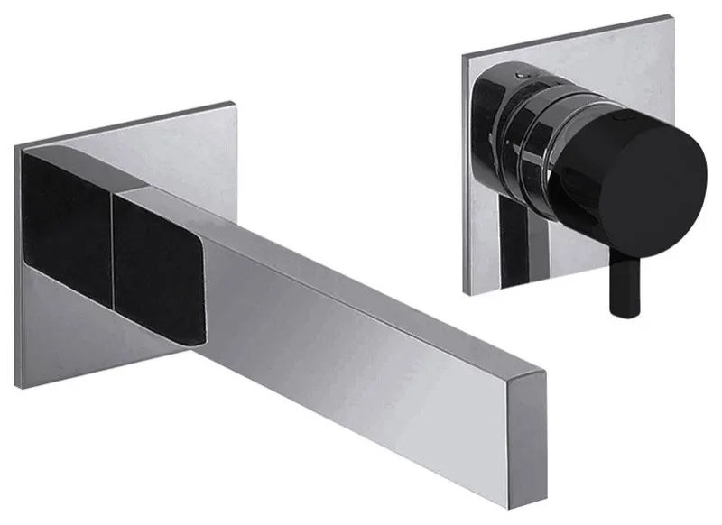 Mila Ultra Modern Two Hole Bathroom Faucet, Without pop-up drain