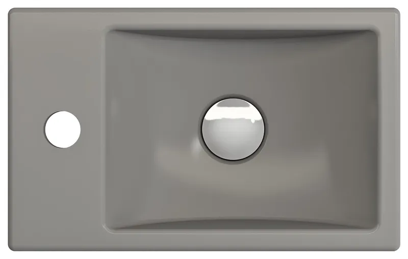 Milano Wall-Mounted Sink Fireclay 14.5in. 1-hole Right Faucet Deck in Matte Gray