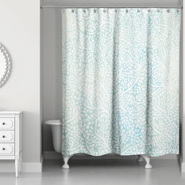 Mint Abstract Trees 71x74 Shower Curtain
