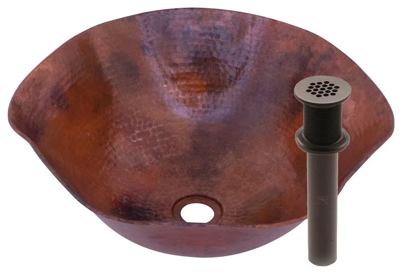 Miseno MNO-500AN Natural Scalloped 16" Hammered Copper Vessel - Oil Rubbed