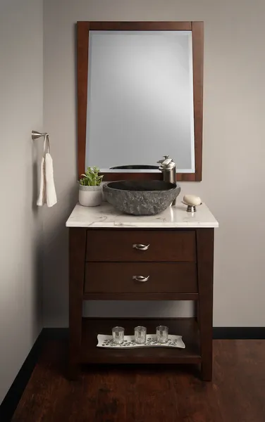 Miseno MNO-NA Circular 17" Granite Vessel Bathroom Sink - Flat Black Drain