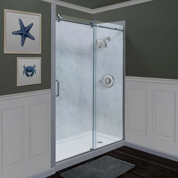 Miseno MSD4876CLSR Azul 76"H x 44-48"W Sliding Frameless Shower - Brushed
