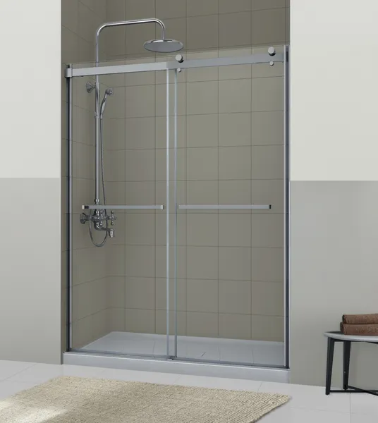 Miseno MSDCR7660DR Drift Double Roller Door 5/16" Clear Glass - Brushed Nickel