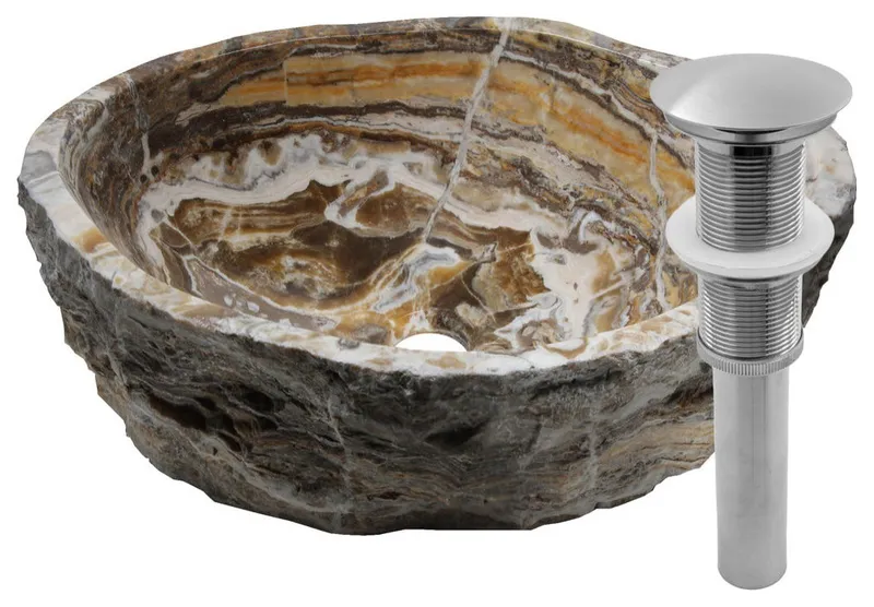 Miseno MVS-NOSV-TO 16" Specialty Onyx Vessel Bathroom Sink and - Natural