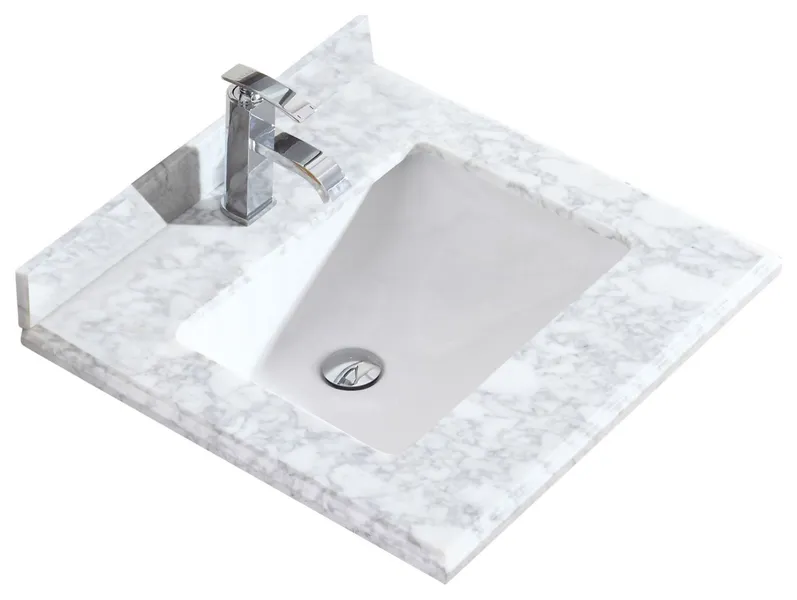 Miseno MVT-24-313SQ1H Forever 24" Marble Vanity Top - White Carrara Marble