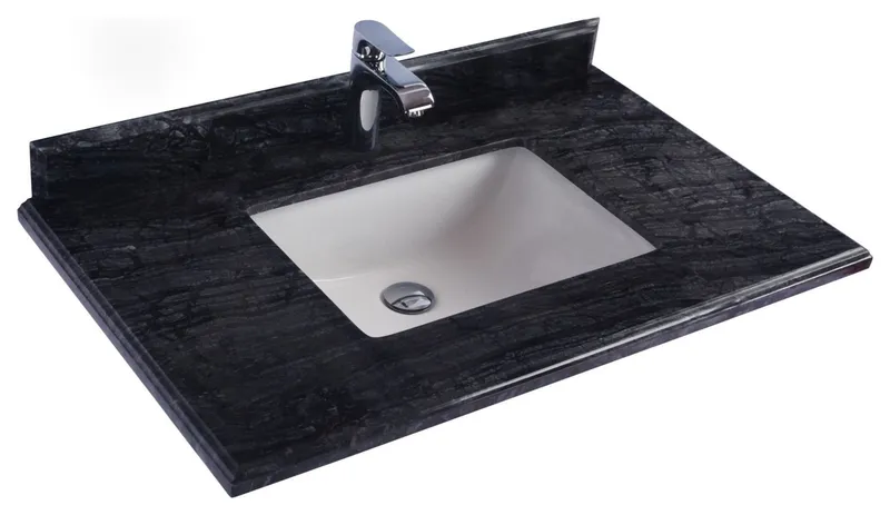 Miseno MVT-36-313SQ1H Forever 36" Marble Vanity Top - Black Wood Marble