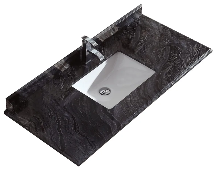 Miseno MVT-48-313SQ1H Forever 48" Marble Vanity Top - Black Wood Marble