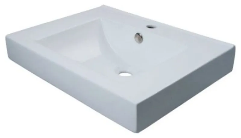 Mission White China Vessel Bathroom Sink with Overflow Hole & Faucet Hole EV9620