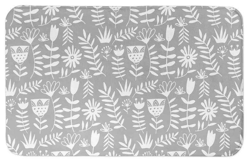 Mod Gray Florals 34x21 Bath Mat